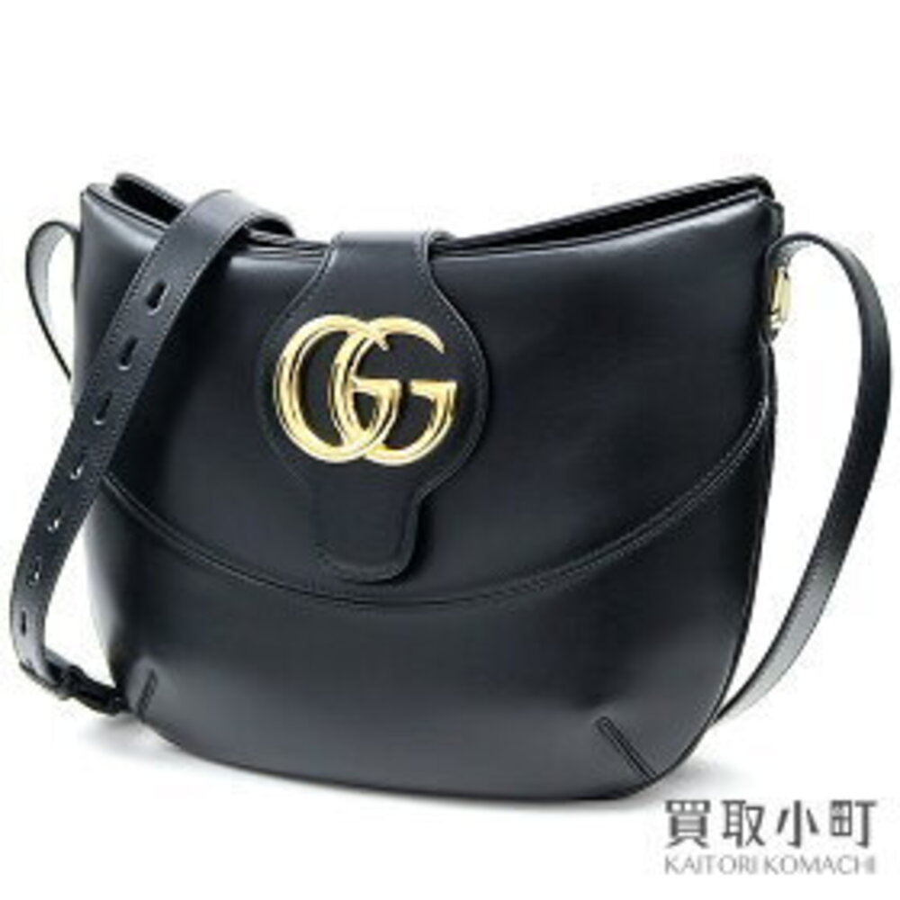 Gucci Arli Double GG Shoulder Bag Black Calfskin Metallic